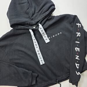 Friends Cropped Womens Sweatshirt Hoodie Size XXL Oversized Black 90s tv